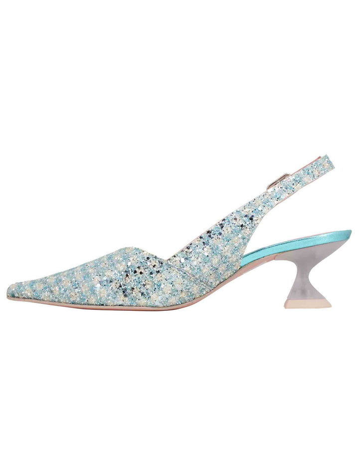 Spatarella Decollete slingback donna in tessuto verde con punta a punta Offerta San Valentino