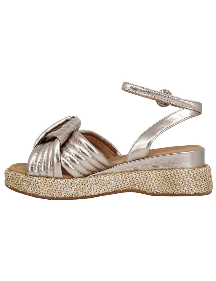Spatarella Sandali donna in pelle laminata platino con zeppa in corda e cinturino alla caviglia Latest fashion