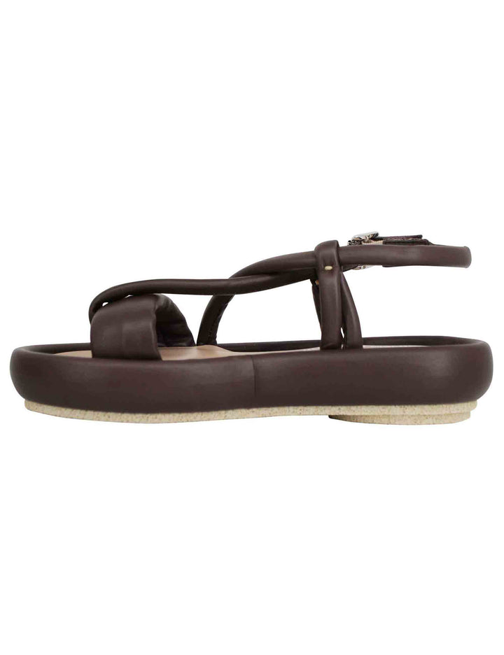 Spatarella Sandali infradito slingback donna in pelle testa di moro con zeppa bassa Online Outlet