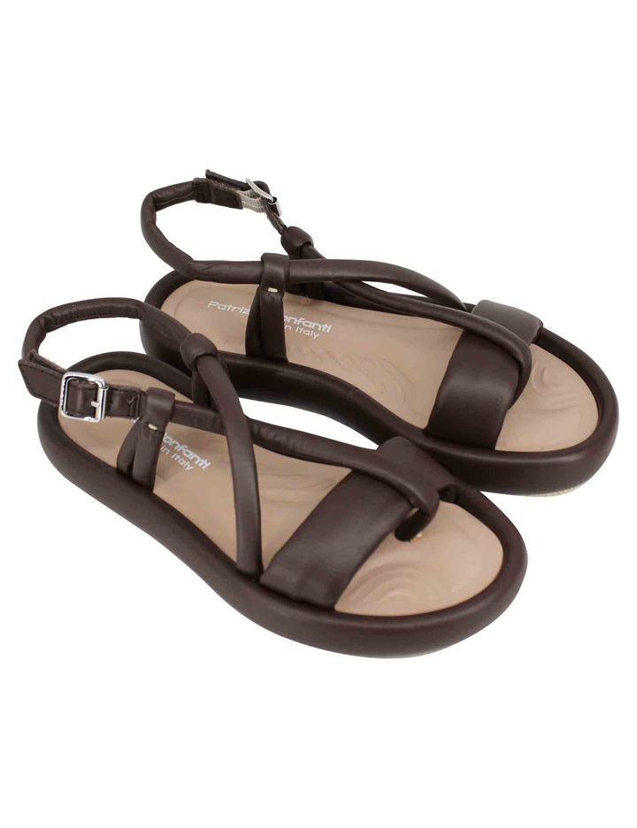 Spatarella Sandali infradito slingback donna in pelle testa di moro con zeppa bassa Online Outlet