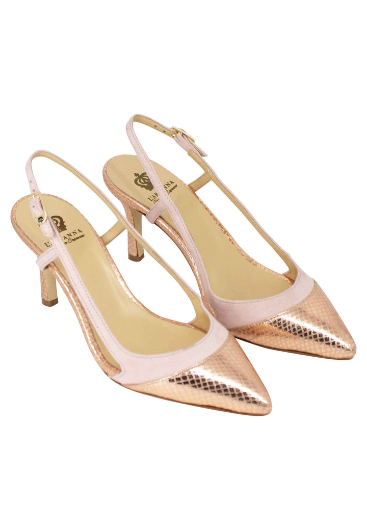 Spatarella Decollete slingback donna in pelle e camoscio nude tacco alto Offerta temporanea