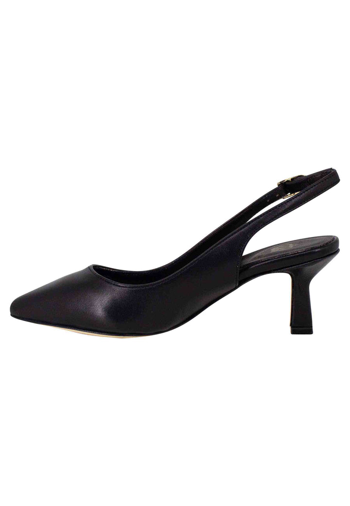 Spatarella Decollete slingback donna in pelle nera suola in cuoio Offerte esclusive