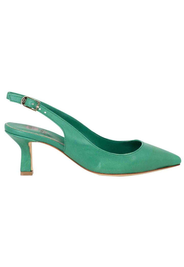 Spatarella Decollete slingback donna in pelle verde suola in cuoio Lightning offer