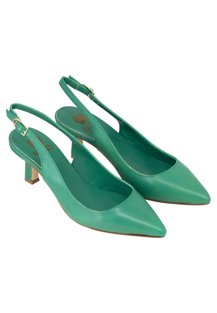 Spatarella Decollete slingback donna in pelle verde suola in cuoio Lightning offer