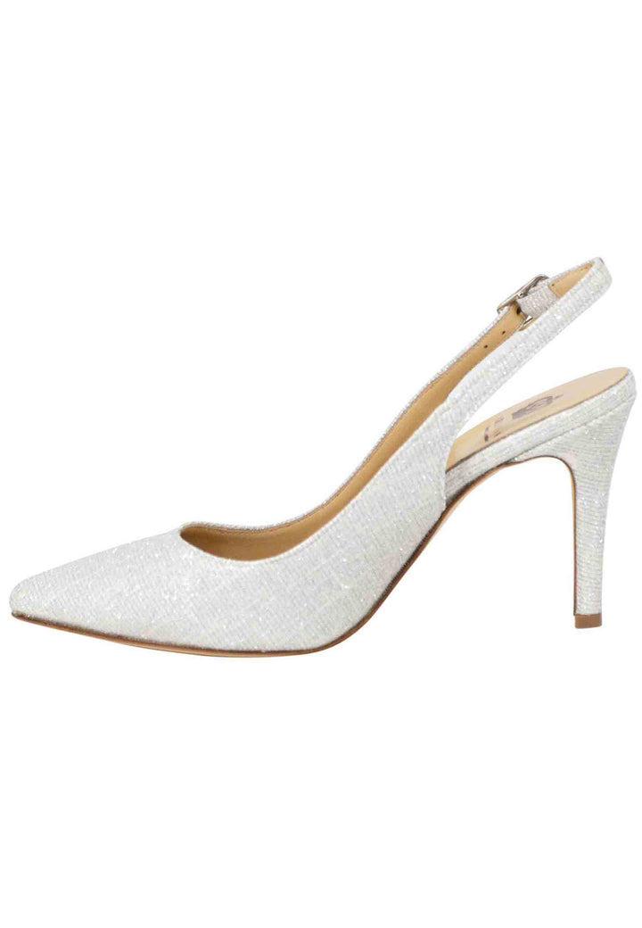 Spatarella Decollete slingback donna in tessuto glitter bianco tacco alto Nuovi prodotti