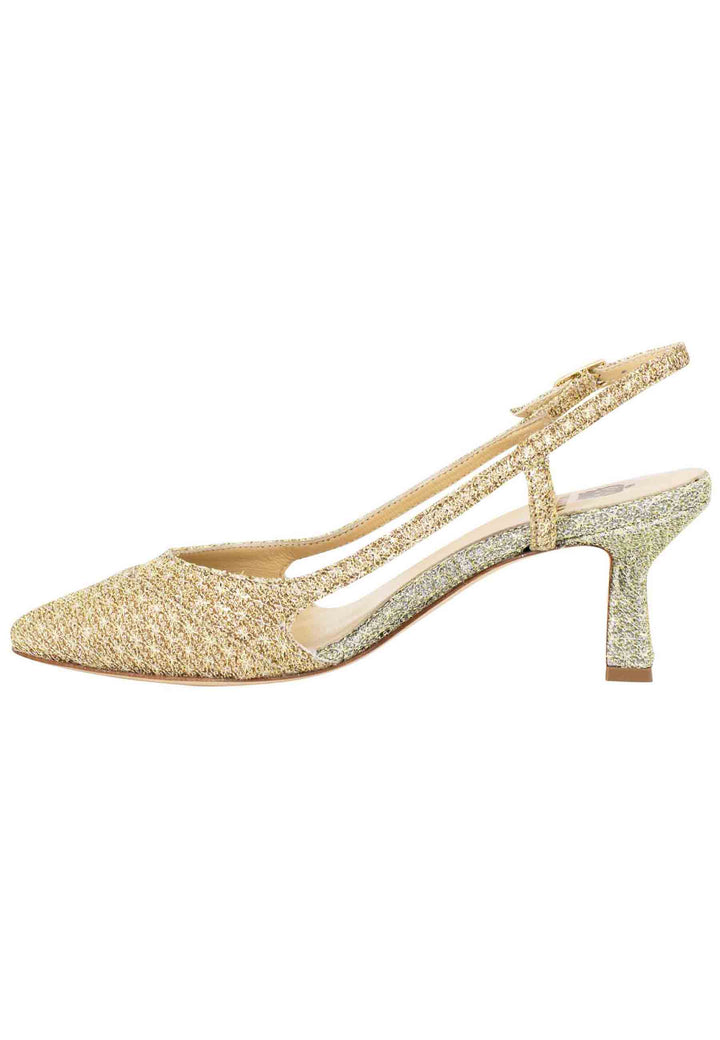 Spatarella Decollete slingback donna in tessuto platino e oro Offerte stagionali