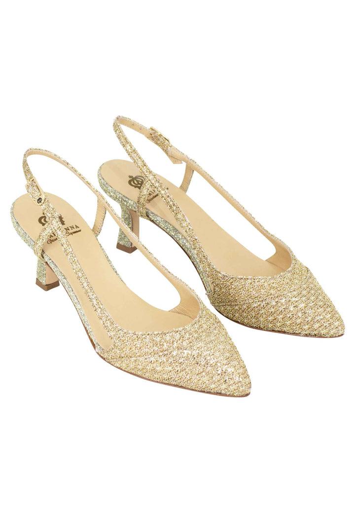 Spatarella Decollete slingback donna in tessuto platino e oro Offerte stagionali