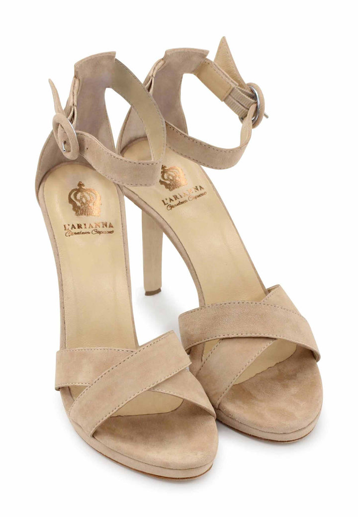 Spatarella Sandali donna in camoscio nude con tacco alto e cinturino alla caviglia Offerte giornaliere