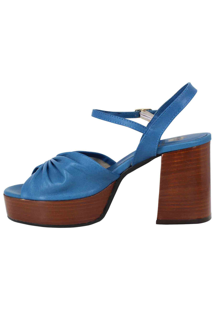 Spatarella Sandali donna in pelle blu con tacco e plateau in cuoio Super Saving Price