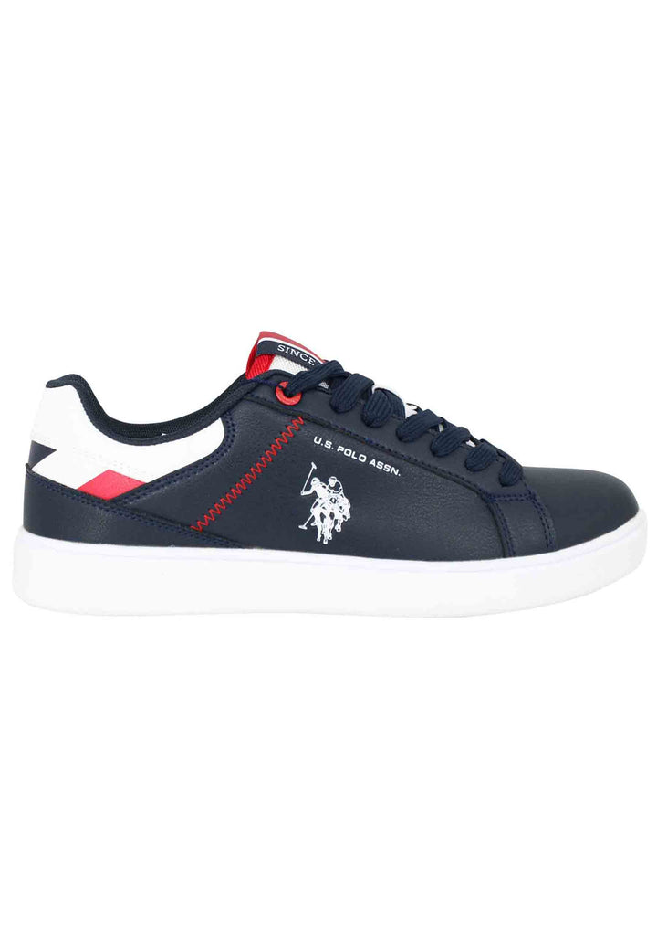 Spatarella Sneakers uomo in ecopelle blu con cuciture in contrasto Sostegno trimestrale