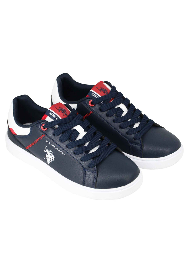 Spatarella Sneakers uomo in ecopelle blu con cuciture in contrasto Sostegno trimestrale