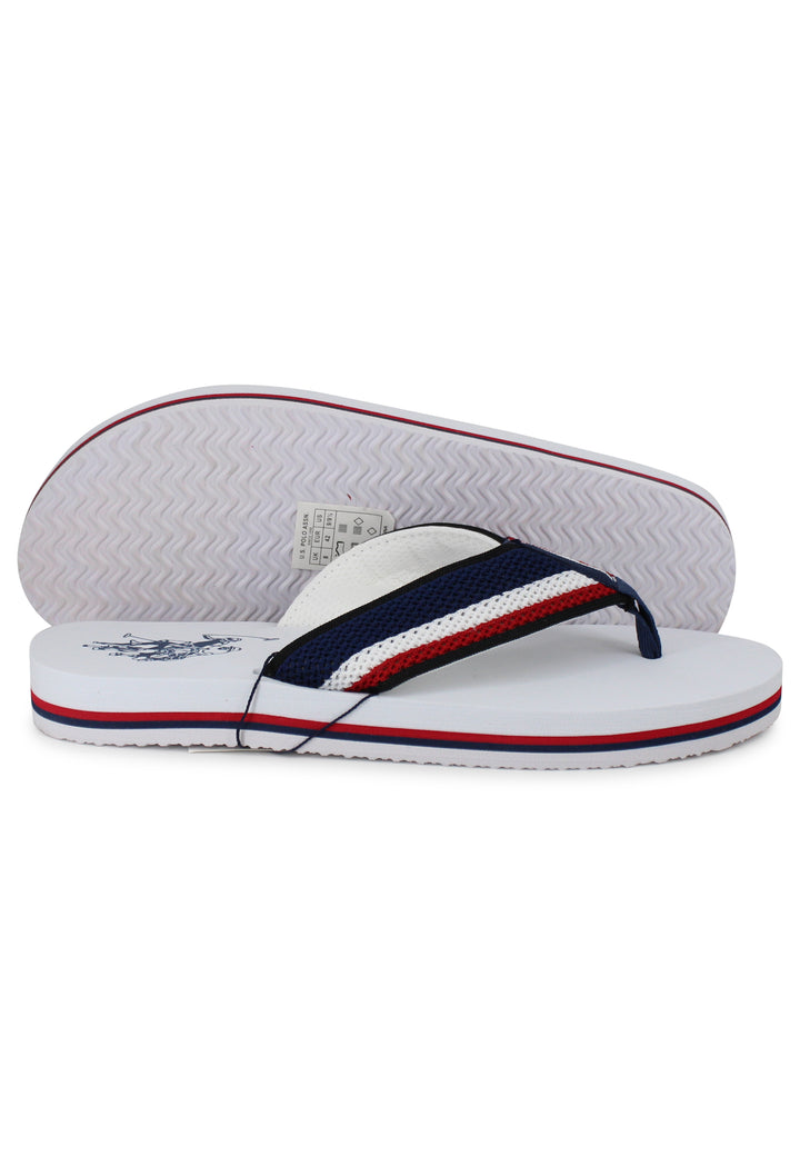 Spatarella Infradito uomo in tessuto bianco con suola in gomma leggera Duty-free