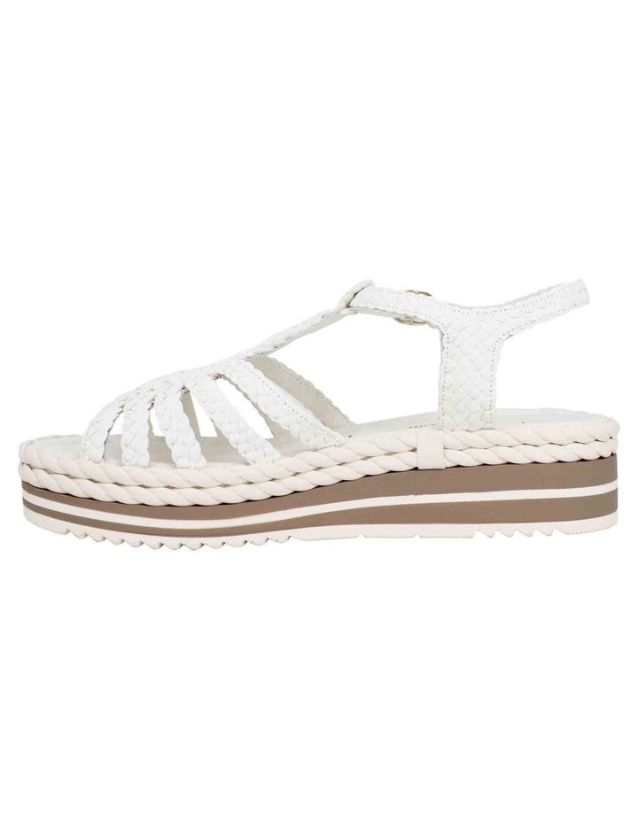 Spatarella Sandali slingback donna in pelle bianca con zeppa bassa in gomma Qualità