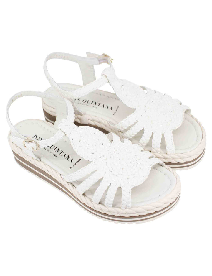 Spatarella Sandali slingback donna in pelle bianca con zeppa bassa in gomma Qualità
