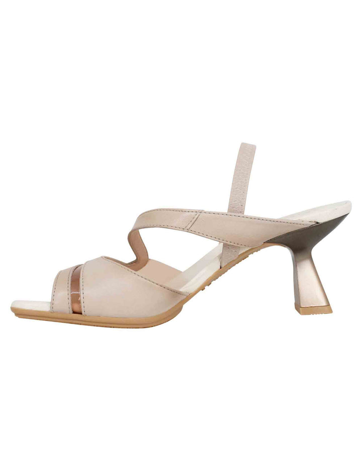 Spatarella Sandali slingback donna in pelle panna con punta quadra Fino Al -60%