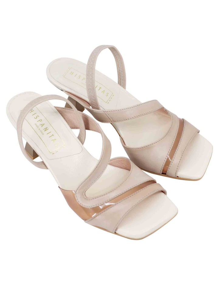 Spatarella Sandali slingback donna in pelle panna con punta quadra Fino Al -60%