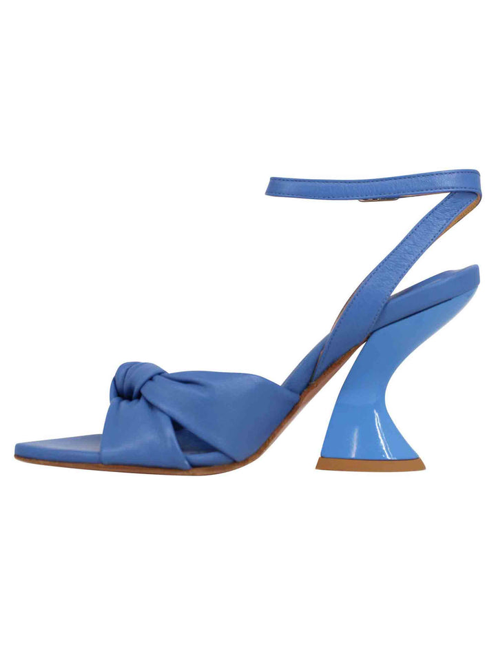 Spatarella Sandali donna in pelle blu con tacco alto e cinturino alla caviglia Shopping Online