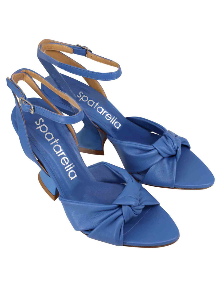Spatarella Sandali donna in pelle blu con tacco alto e cinturino alla caviglia Shopping Online