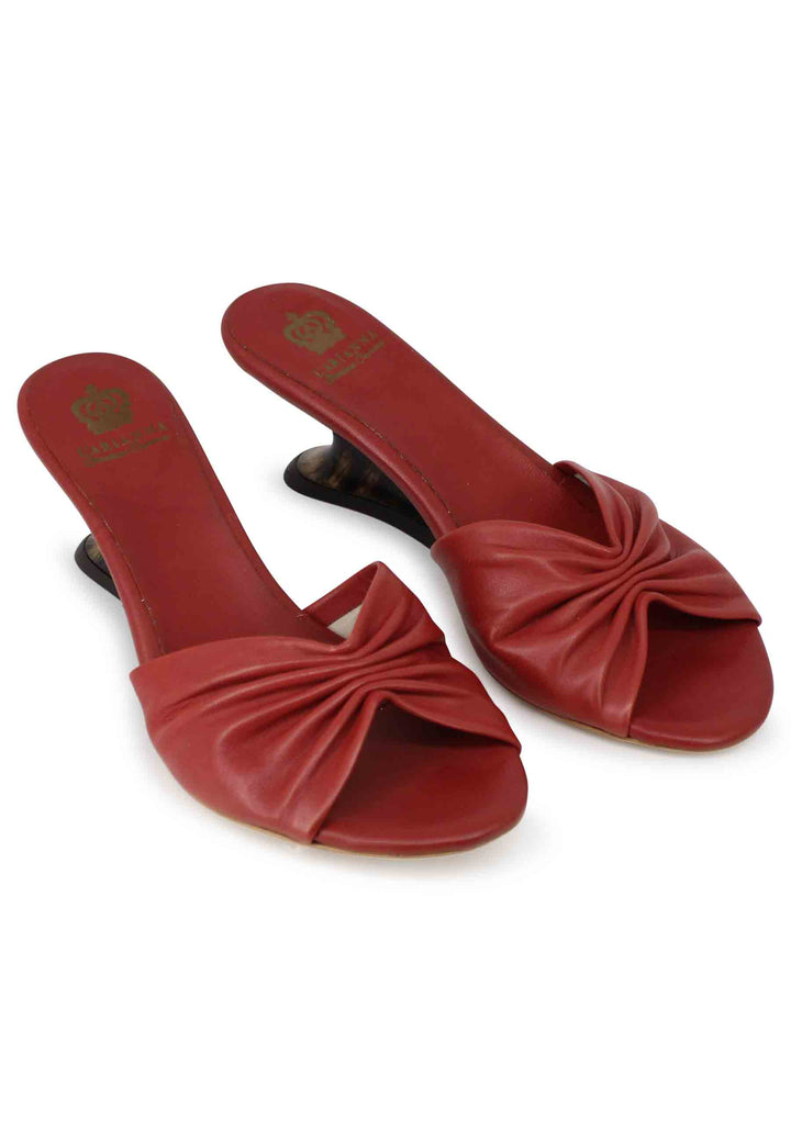Spatarella Sandali donna in pelle mattone con zeppa bassa Online