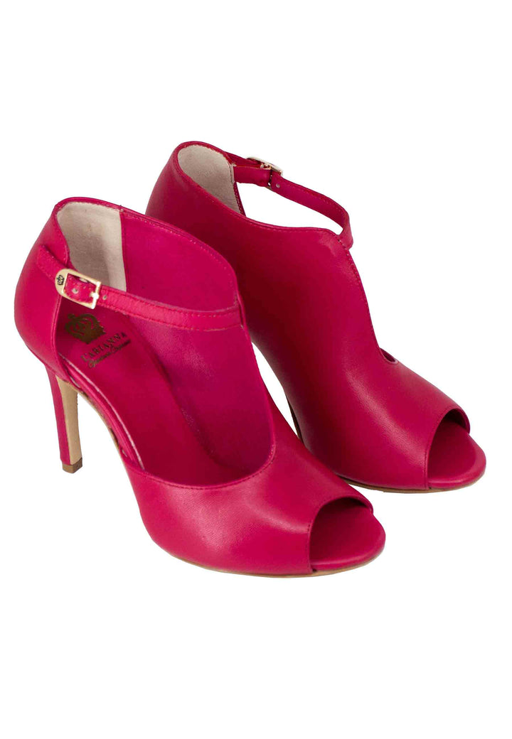 Spatarella Sandali donna in pelle rossa con cinturino e tacco alto Saldi