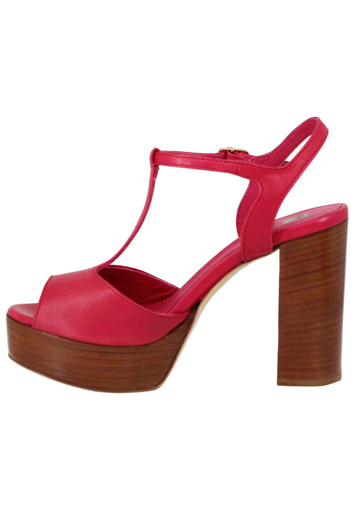 Spatarella Sandali donna in pelle rossa con cinturino tacco alto e plateau Offerte