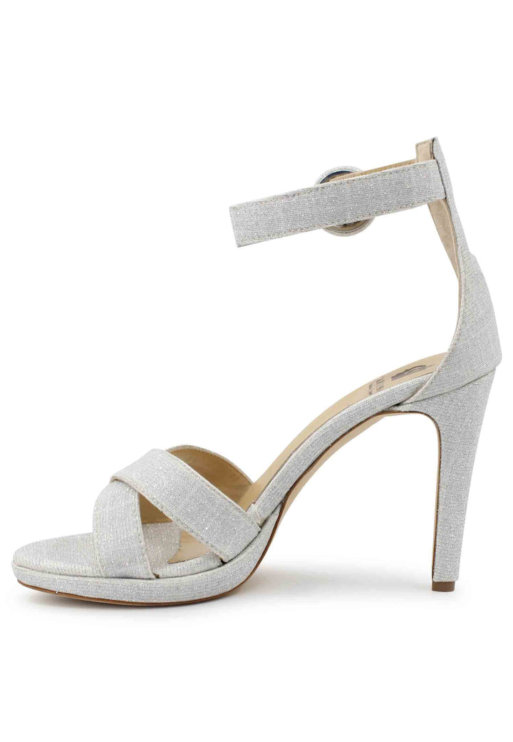 Spatarella Sandali donna in tessuto off white con tacco alto e cinturino alla caviglia Negozio