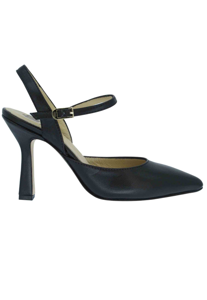 Spatarella Sandali donna pelle nera tacco alto con cinturini In Saldo