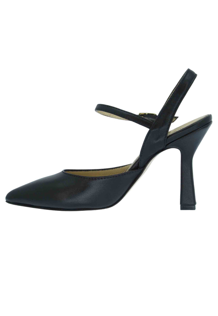 Spatarella Sandali donna pelle nera tacco alto con cinturini In Saldo