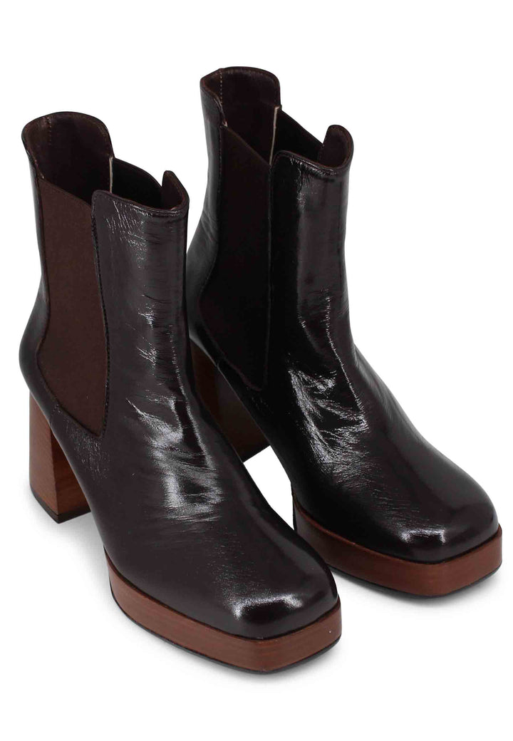 Spatarella Stivaletti beatles donna in pelle marrone con tacco e plateau Moda