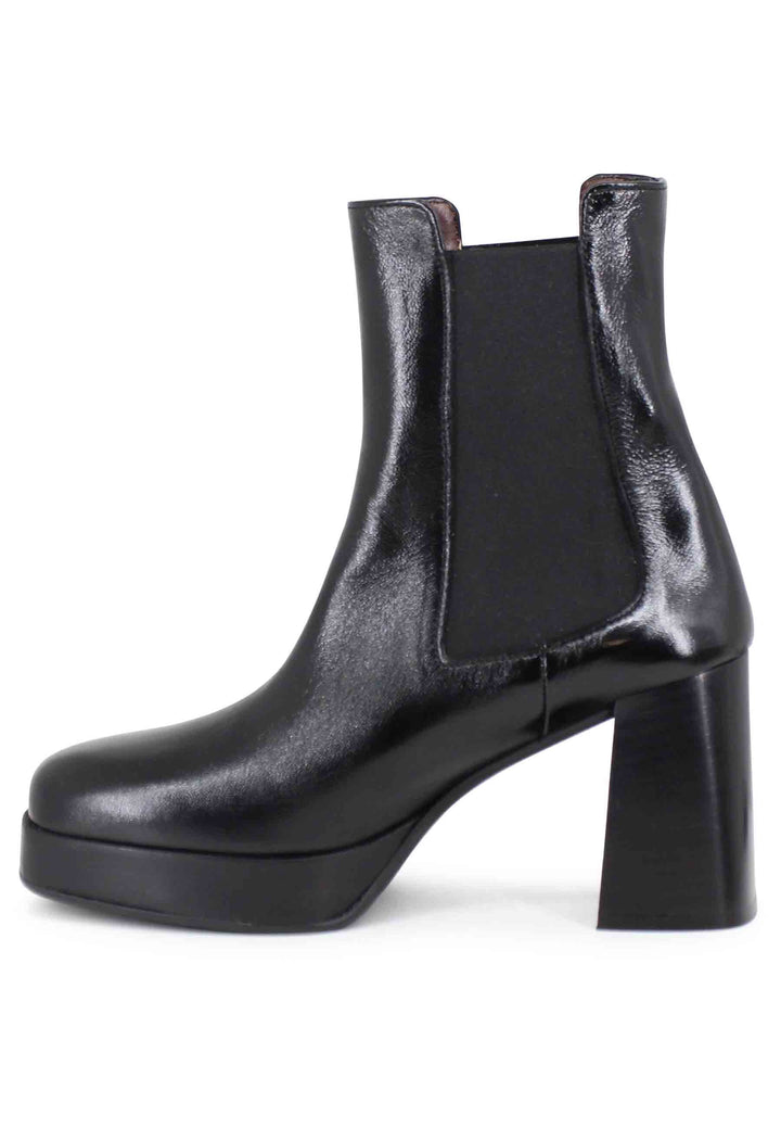Spatarella Stivaletti beatles donna in pelle nera con tacco e plateau Sconto di tempo limitato