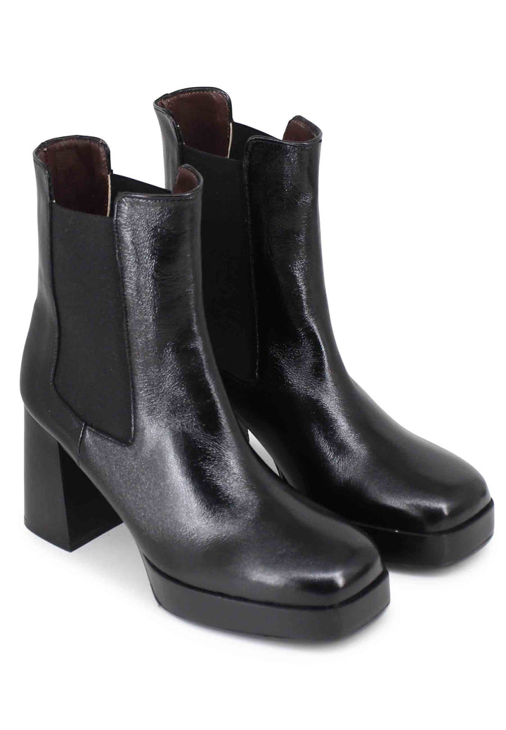Spatarella Stivaletti beatles donna in pelle nera con tacco e plateau Sconto di tempo limitato