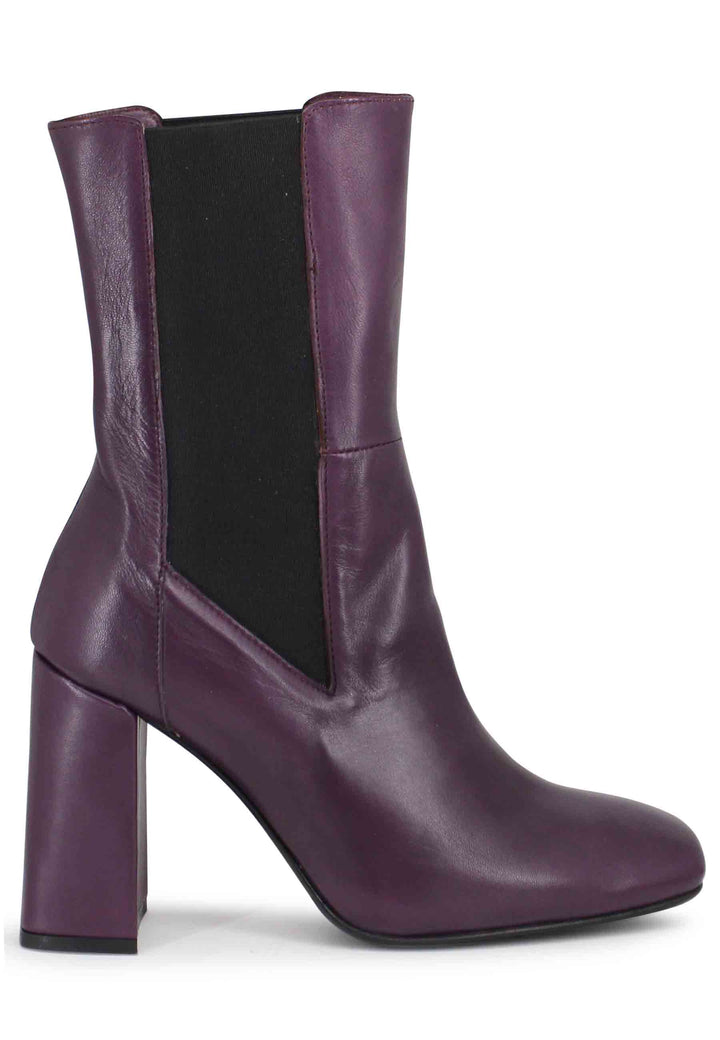 Spatarella Stivaletti beatles donna in pelle viola con tacco alto Negozio online di fabbrica