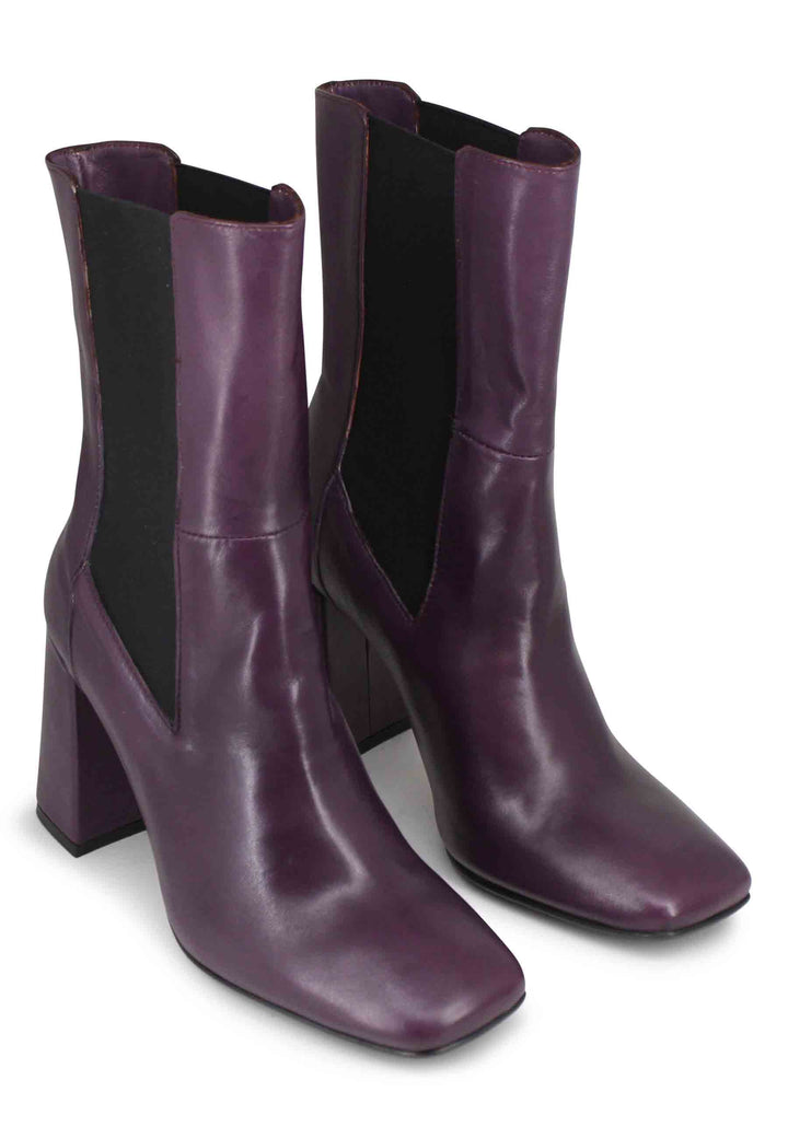 Spatarella Stivaletti beatles donna in pelle viola con tacco alto Negozio online di fabbrica