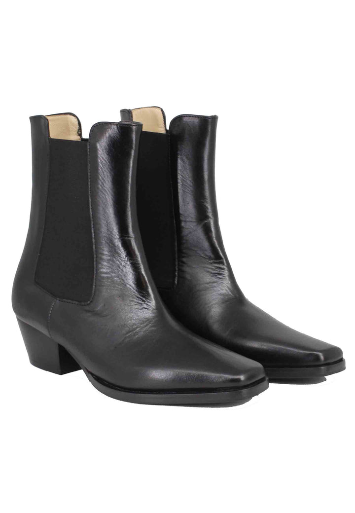 Spatarella Stivaletti chelsea boot donna in pelle nera punta quadra Prezzo di fabbrica