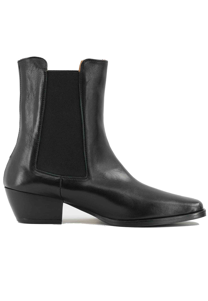Spatarella Stivaletti BT1695 boot donna in pelle nera punta quadra con tacco in cuoio