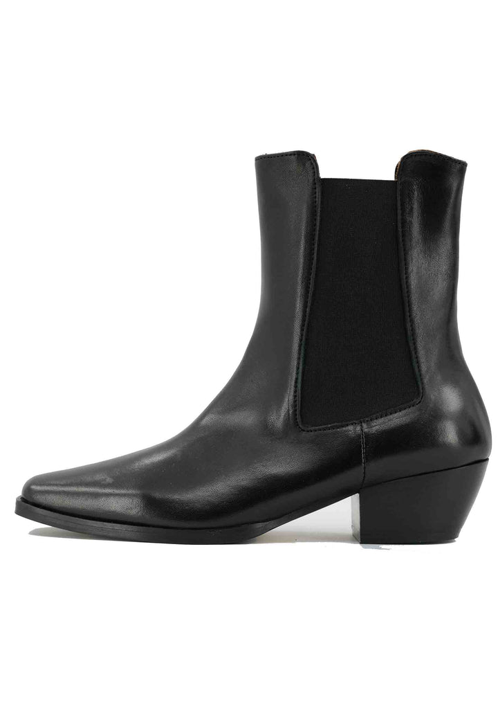 Spatarella Stivaletti BT1695 boot donna in pelle nera punta quadra con tacco in cuoio Offerta speciale