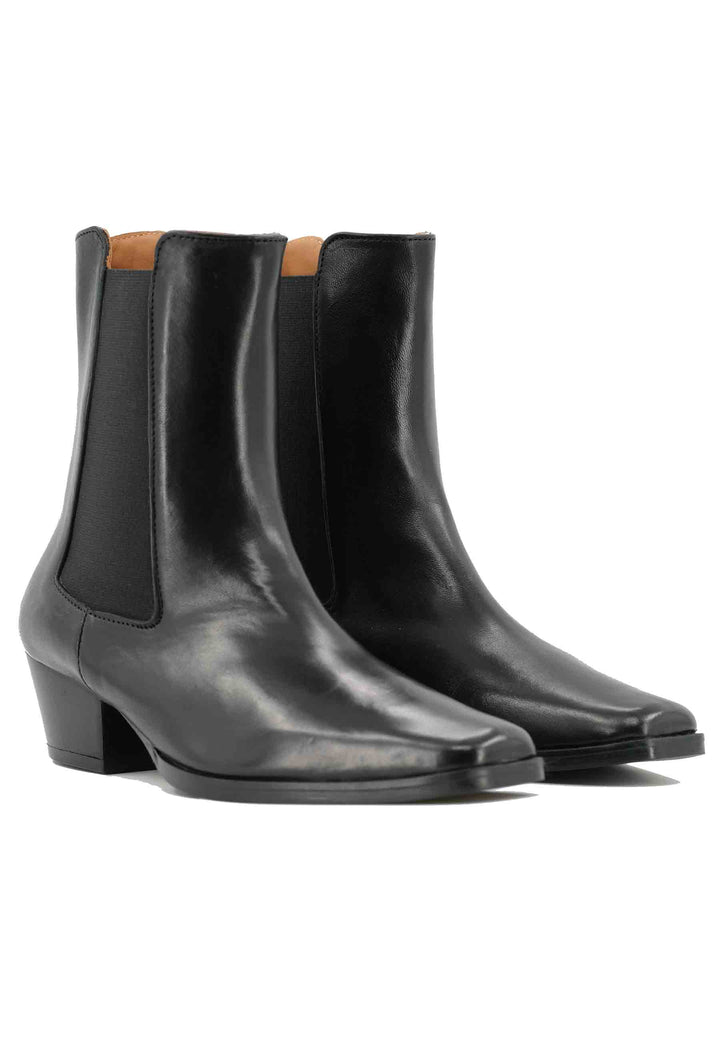 Spatarella Stivaletti BT1695 boot donna in pelle nera punta quadra con tacco in cuoio Offerta speciale