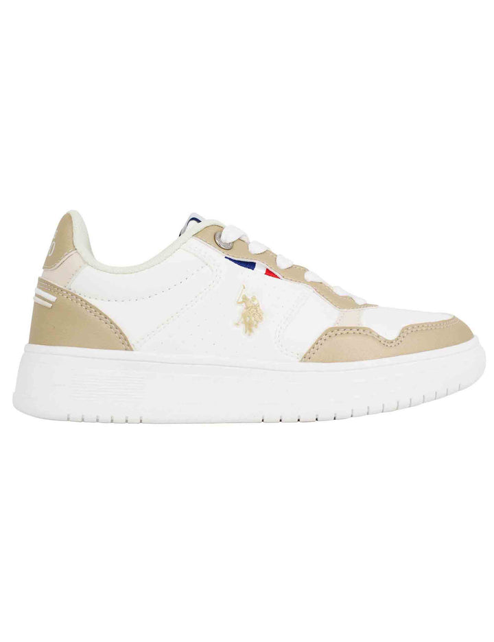 Spatarella Sneakers donna in eco pelle vintage bianco e bronzo Comprare a buon mercato
