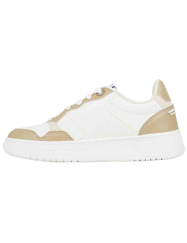 Spatarella Sneakers donna in eco pelle vintage bianco e bronzo Comprare a buon mercato