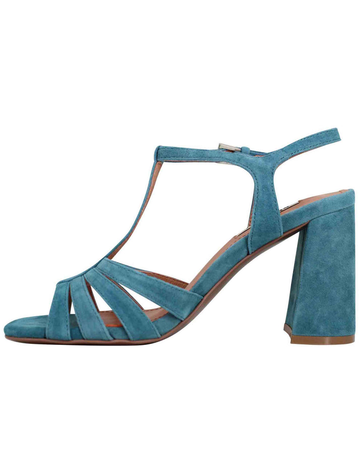 Spatarella Sandali donna slingback in camoscio turchese con tacco alto e punta quadra Azalea Grande vendita