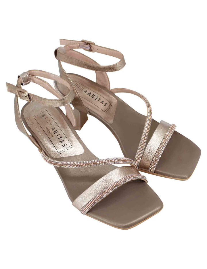 Spatarella Sandali donna in pelle bronzo con punta quadra e cinturino alla caviglia Flash Sale