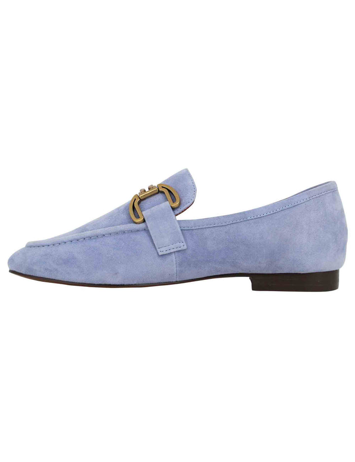 Spatarella Mocassini donna in camoscio celeste con mosetto e tacco basso Zagreb Offerta esclusiva