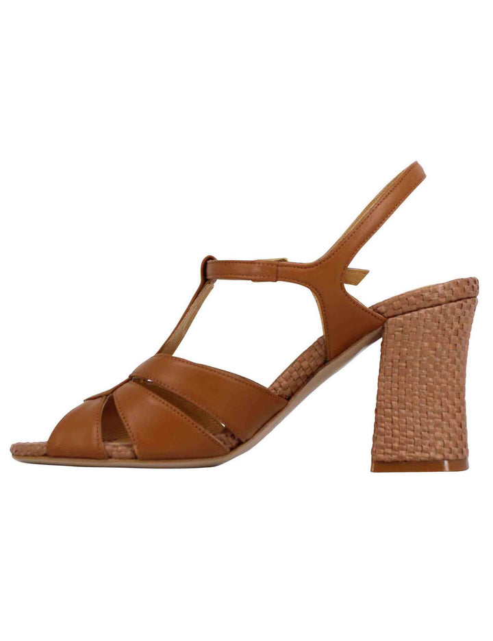 Spatarella Sandali slingback donna in pelle cuoio con tacco alto Vendite stagionali