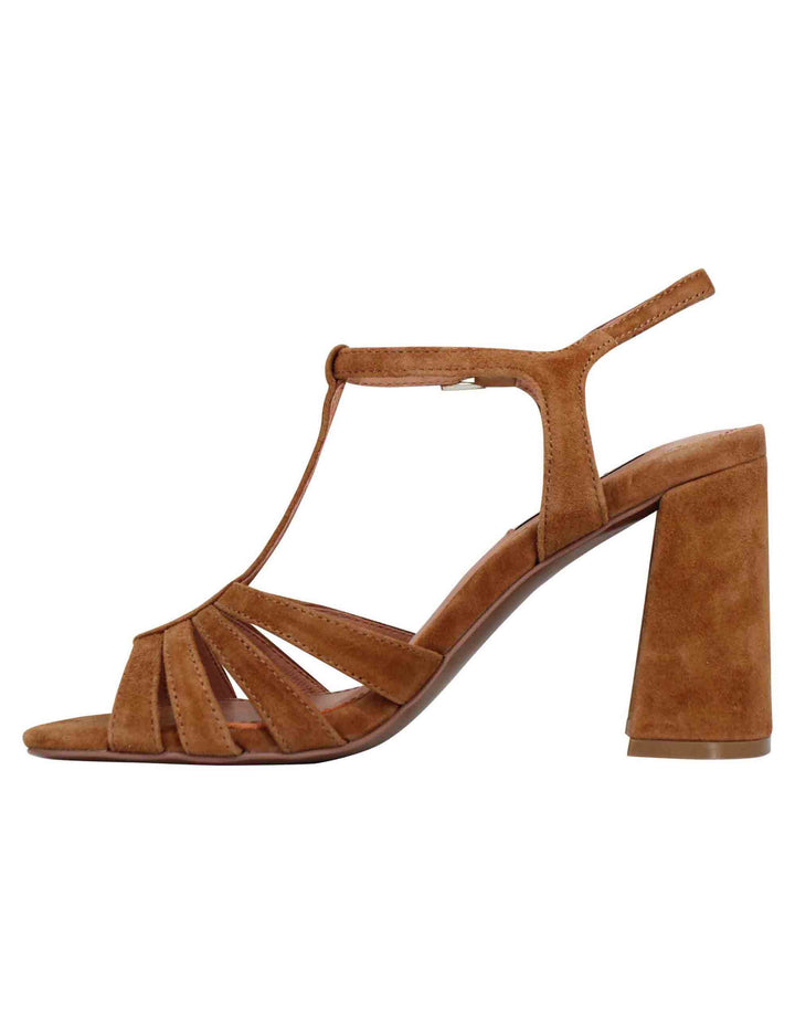 Spatarella Sandali donna slingback in camoscio cuoio con tacco alto e punta quadra Azalea Black Friday