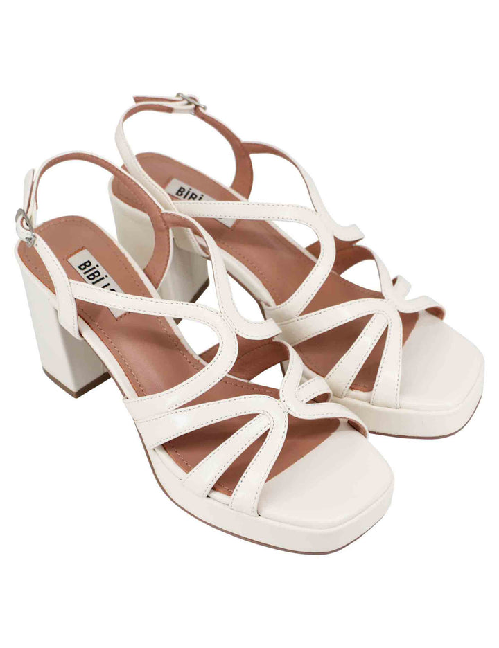 Spatarella Sandali slingback donna in vernice bianca con tacco plateau e punta quadra Cyber Monday
