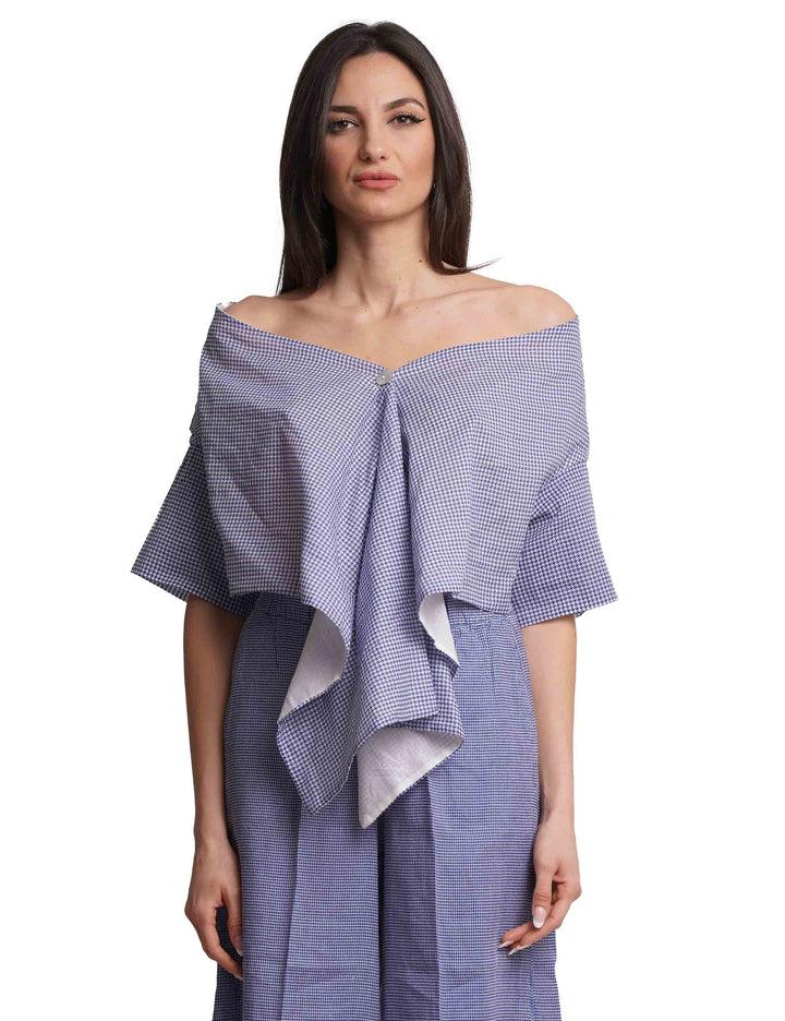 Spatarella Stole donna in cotone blu e bianca Offerta Pasqua