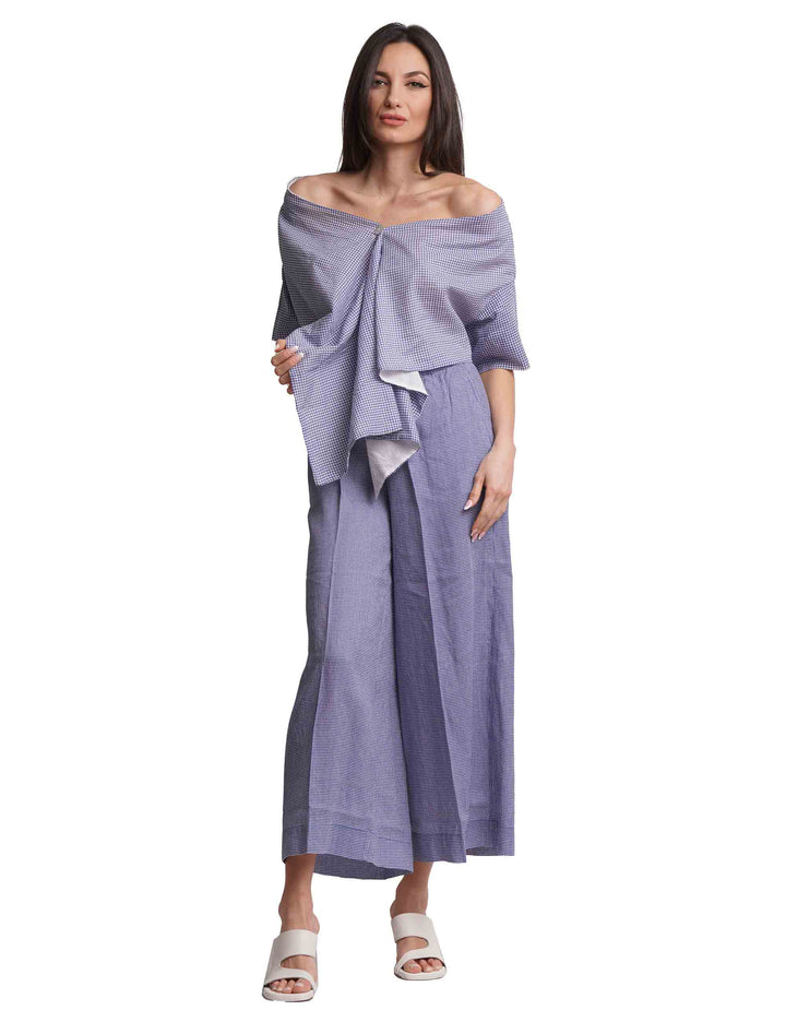 Spatarella Stole donna in cotone blu e bianca Offerta Pasqua