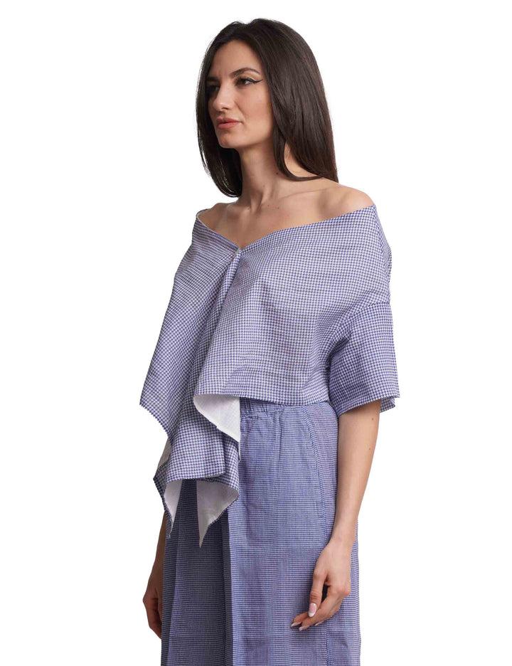 Spatarella Stole donna in cotone blu e bianca Offerta Pasqua