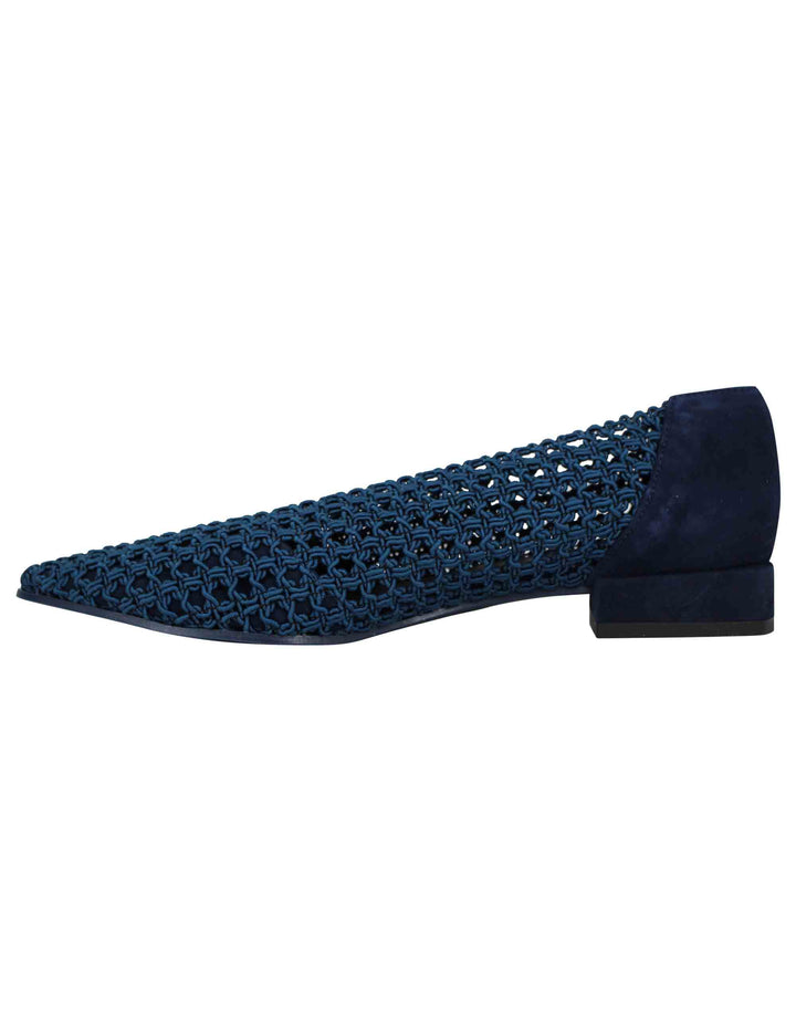 Spatarella Decollete donna in tessuto blu elasticizzato tacco basso Offerta migliore