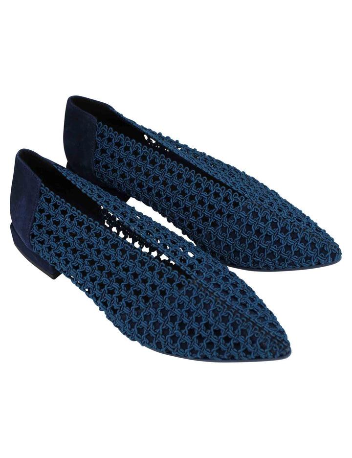 Spatarella Decollete donna in tessuto blu elasticizzato tacco basso Offerta migliore